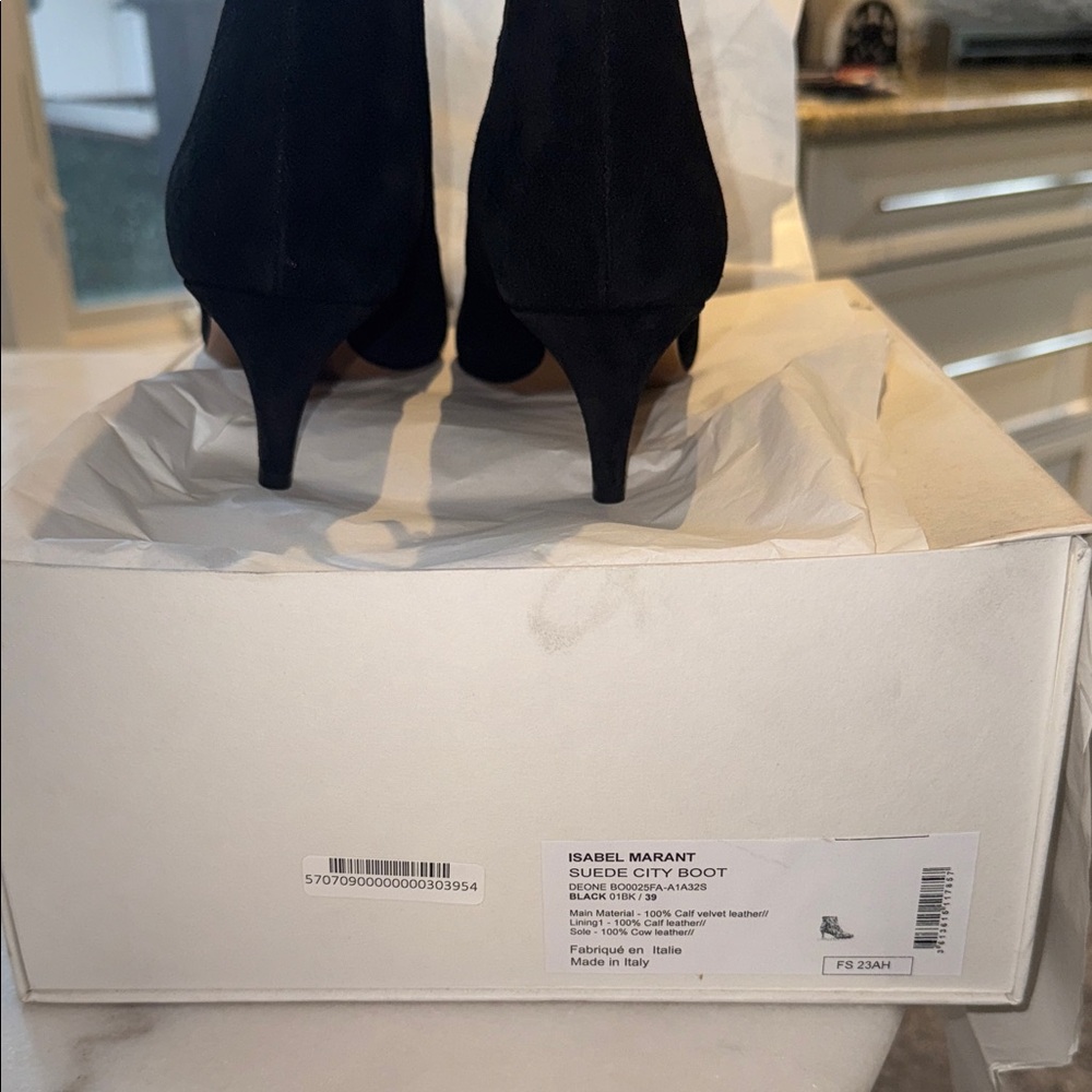 NIB Isabel Marant Black Suede Heeled Boots - Picture 8 of 10